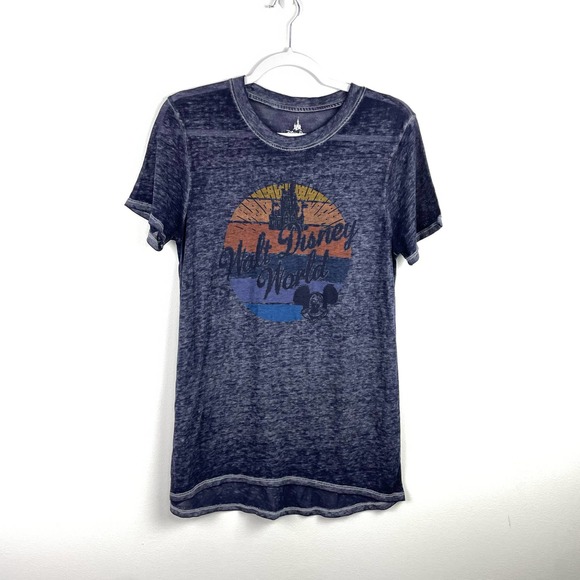 Disney Tops - Disney Parks Walt Disney World Castle Mickey Navy Blue Burnout Tee T-Shirt Small